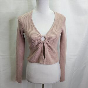 Aeropostale Blush Pink Split Front Ribbed Sweater Size XS